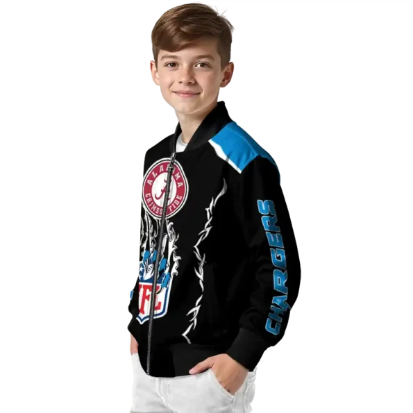 custom los angeles chargers claw blood blue black bomber jacket trendy