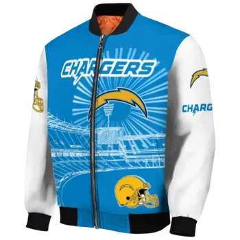 custom los angeles chargers ferris arena blue white bomber jacket best selling