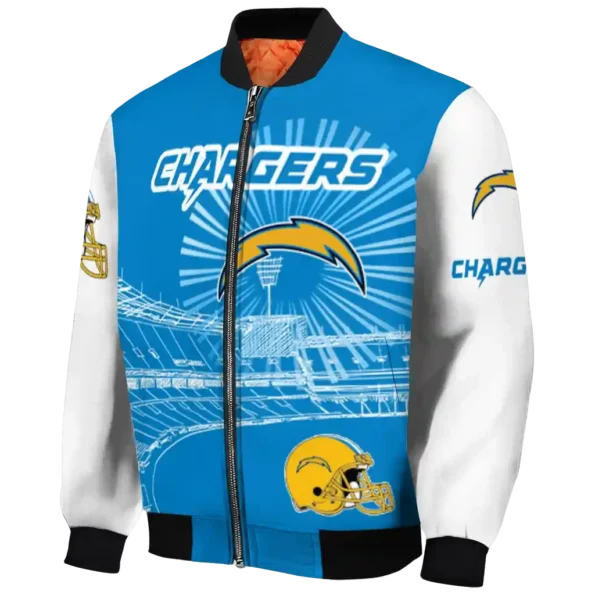 custom los angeles chargers ferris arena blue white bomber jacket best selling