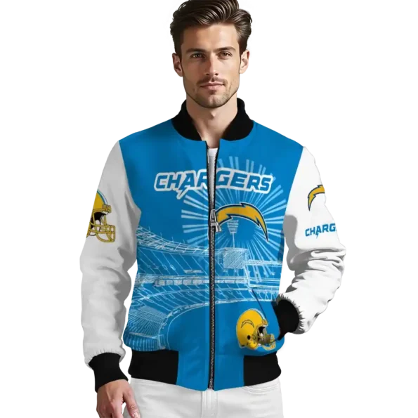 custom los angeles chargers ferris arena blue white bomber jacket high quality