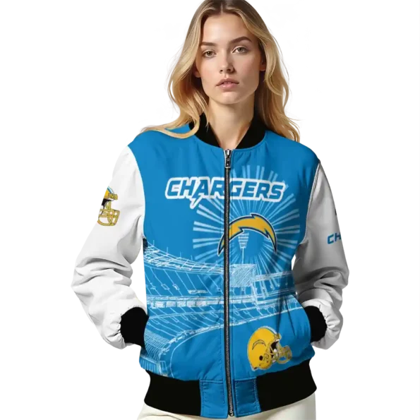 custom los angeles chargers ferris arena blue white bomber jacket latest model