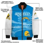 custom los angeles chargers ferris arena blue white bomber jacket best selling