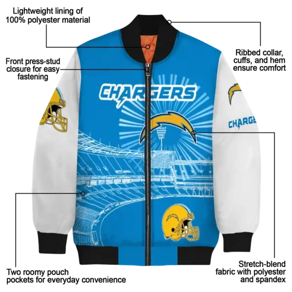 custom los angeles chargers ferris arena blue white bomber jacket new arrival