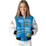 custom los angeles chargers ferris arena blue white bomber jacket best selling