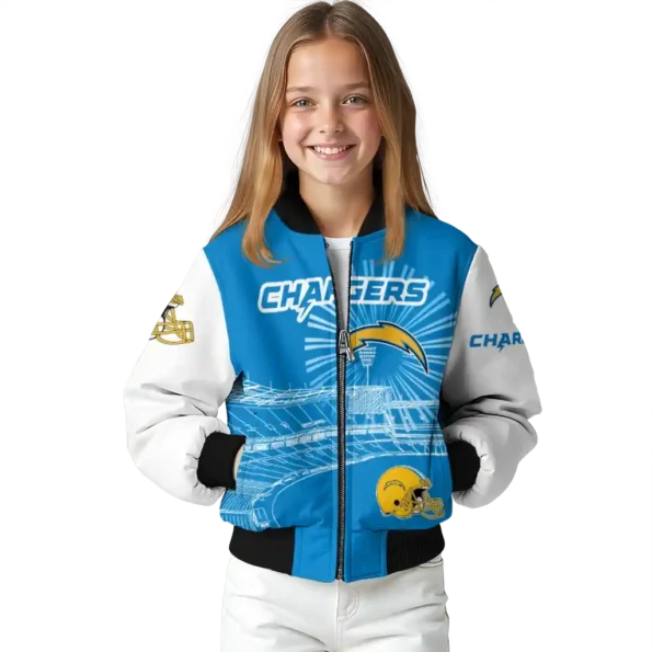 custom los angeles chargers ferris arena blue white bomber jacket top rated