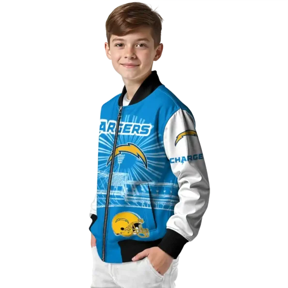 custom los angeles chargers ferris arena blue white bomber jacket trendy