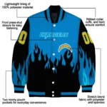 custom los angeles chargers flame border blue black varsity jacket best selling