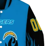 custom los angeles chargers flame border blue black varsity jacket best selling