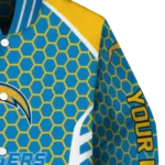 custom los angeles chargers hexagon grid blue varsity jacket best selling