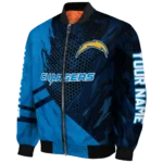 custom los angeles chargers hexagon mesh blue black bomber jacket best selling
