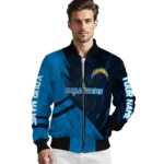 custom los angeles chargers hexagon mesh blue black bomber jacket best selling