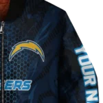 custom los angeles chargers hexagon mesh blue black bomber jacket best selling