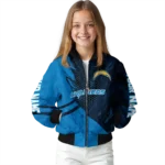 custom los angeles chargers hexagon mesh blue black bomber jacket best selling