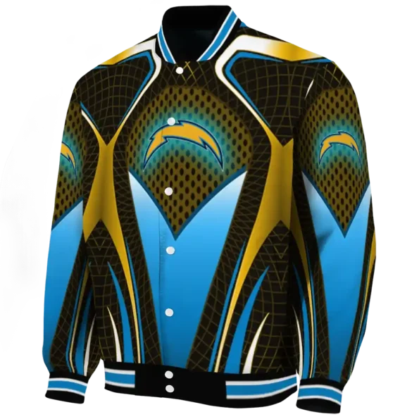 custom los angeles chargers mesh chest gold crocs black varsity jacket best selling