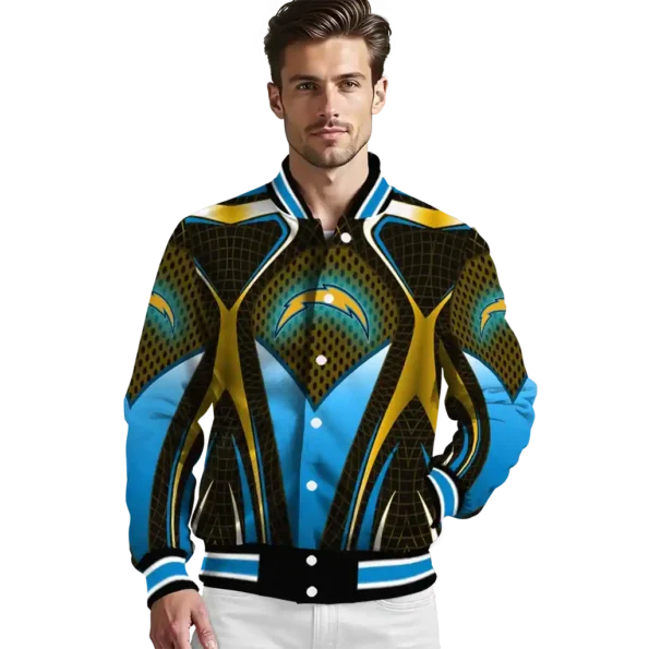 custom los angeles chargers mesh chest gold crocs black varsity jacket high quality