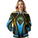 custom los angeles chargers mesh chest gold crocs black varsity jacket best selling