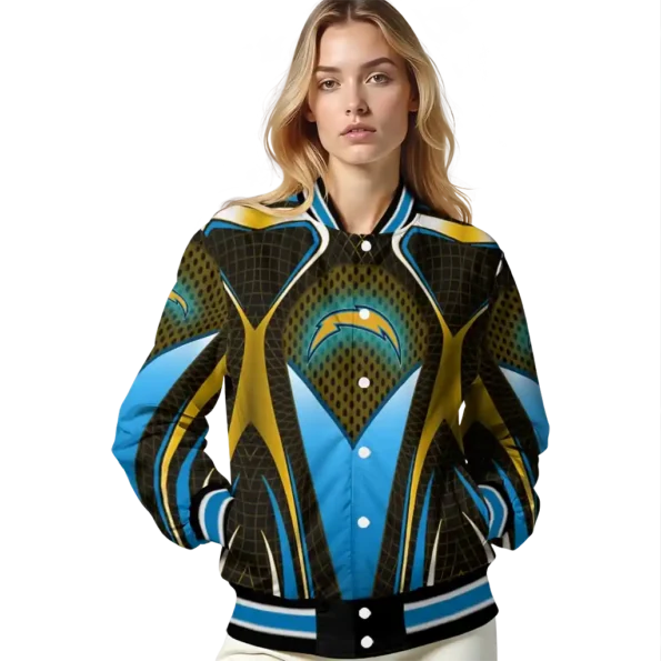 custom los angeles chargers mesh chest gold crocs black varsity jacket latest model