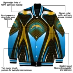 custom los angeles chargers mesh chest gold crocs black varsity jacket best selling