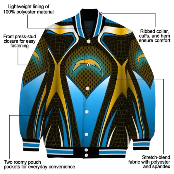 custom los angeles chargers mesh chest gold crocs black varsity jacket new arrival