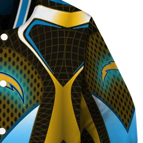 custom los angeles chargers mesh chest gold crocs black varsity jacket premium grade