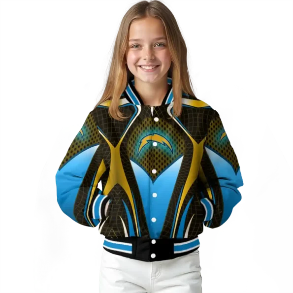 custom los angeles chargers mesh chest gold crocs black varsity jacket top rated