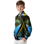 custom los angeles chargers mesh chest gold crocs black varsity jacket best selling