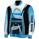 custom los angeles chargers mesh effect blue black varsity jacket best selling