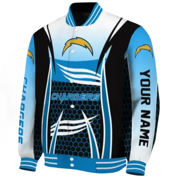 custom los angeles chargers mesh effect blue black varsity jacket best selling