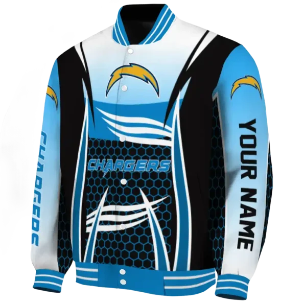 custom los angeles chargers mesh effect blue black varsity jacket best selling