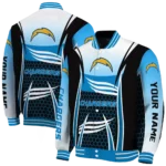 custom los angeles chargers mesh effect blue black varsity jacket best selling