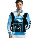 custom los angeles chargers mesh effect blue black varsity jacket best selling