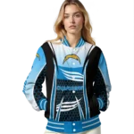 custom los angeles chargers mesh effect blue black varsity jacket best selling