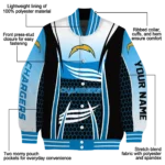 custom los angeles chargers mesh effect blue black varsity jacket best selling