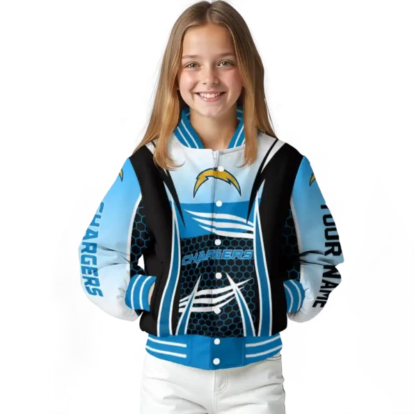 custom los angeles chargers mesh effect blue black varsity jacket top rated