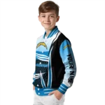custom los angeles chargers mesh effect blue black varsity jacket best selling