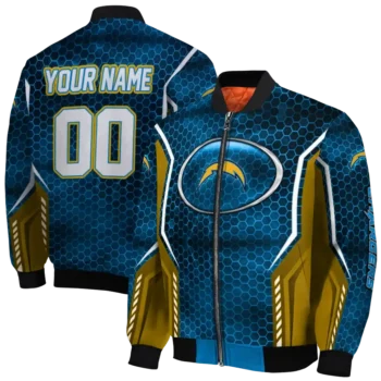 custom los angeles chargers power plate blue bomber jacket fashion forward