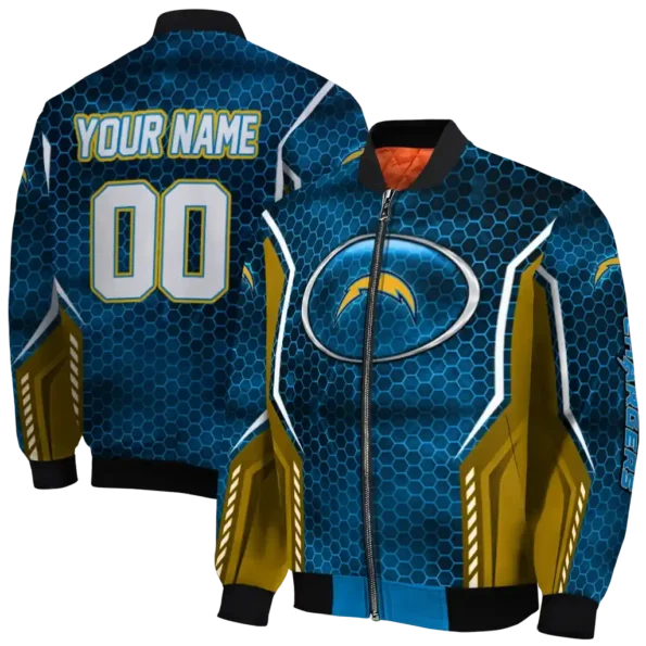 custom los angeles chargers power plate blue bomber jacket fashion forward