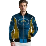 custom los angeles chargers power plate blue bomber jacket best selling