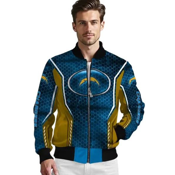 custom los angeles chargers power plate blue bomber jacket high quality