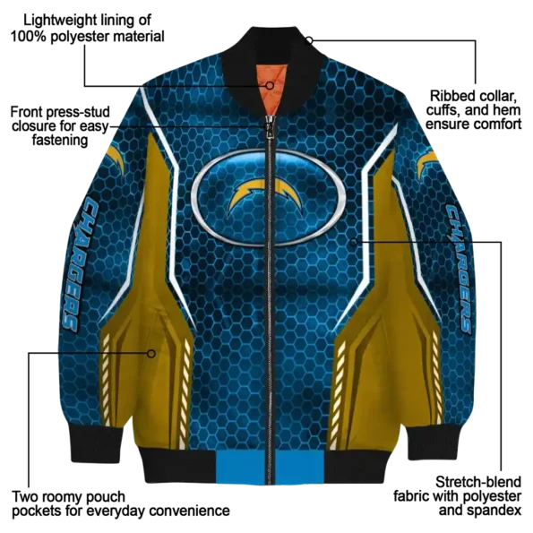 custom los angeles chargers power plate blue bomber jacket new arrival