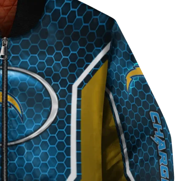 custom los angeles chargers power plate blue bomber jacket premium grade