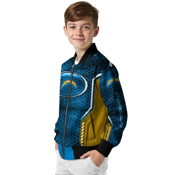 custom los angeles chargers power plate blue bomber jacket trendy