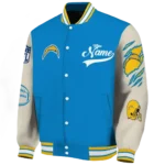 custom los angeles chargers razorback outline blue nude varsity jacket best selling