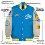 custom los angeles chargers razorback outline blue nude varsity jacket best selling
