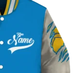 custom los angeles chargers razorback outline blue nude varsity jacket best selling