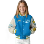 custom los angeles chargers razorback outline blue nude varsity jacket best selling