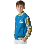 custom los angeles chargers razorback outline blue nude varsity jacket best selling