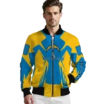 custom los angeles chargers spider mark blue gold crocs bomber jacket best selling