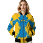 custom los angeles chargers spider mark blue gold crocs bomber jacket best selling