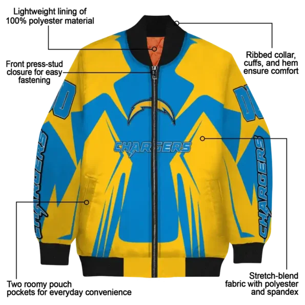 custom los angeles chargers spider mark blue gold crocs bomber jacket new arrival